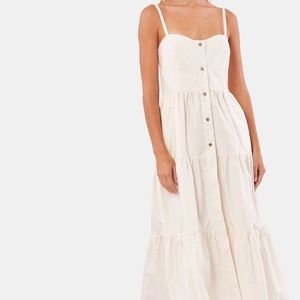 Solid & Striped Button Up Tiered Dress